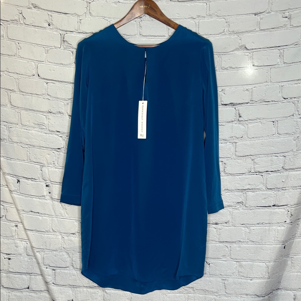 Amanda Uprichard Blue Silk Dress Size Large Brand New W/Tags